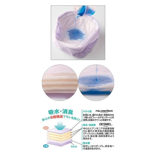 ウエストレース 深ばき安心ショーツ 失禁 吸水 消臭 パープル 介護 レース さらっと 下着 肌着 婦人 女性用 パンツ